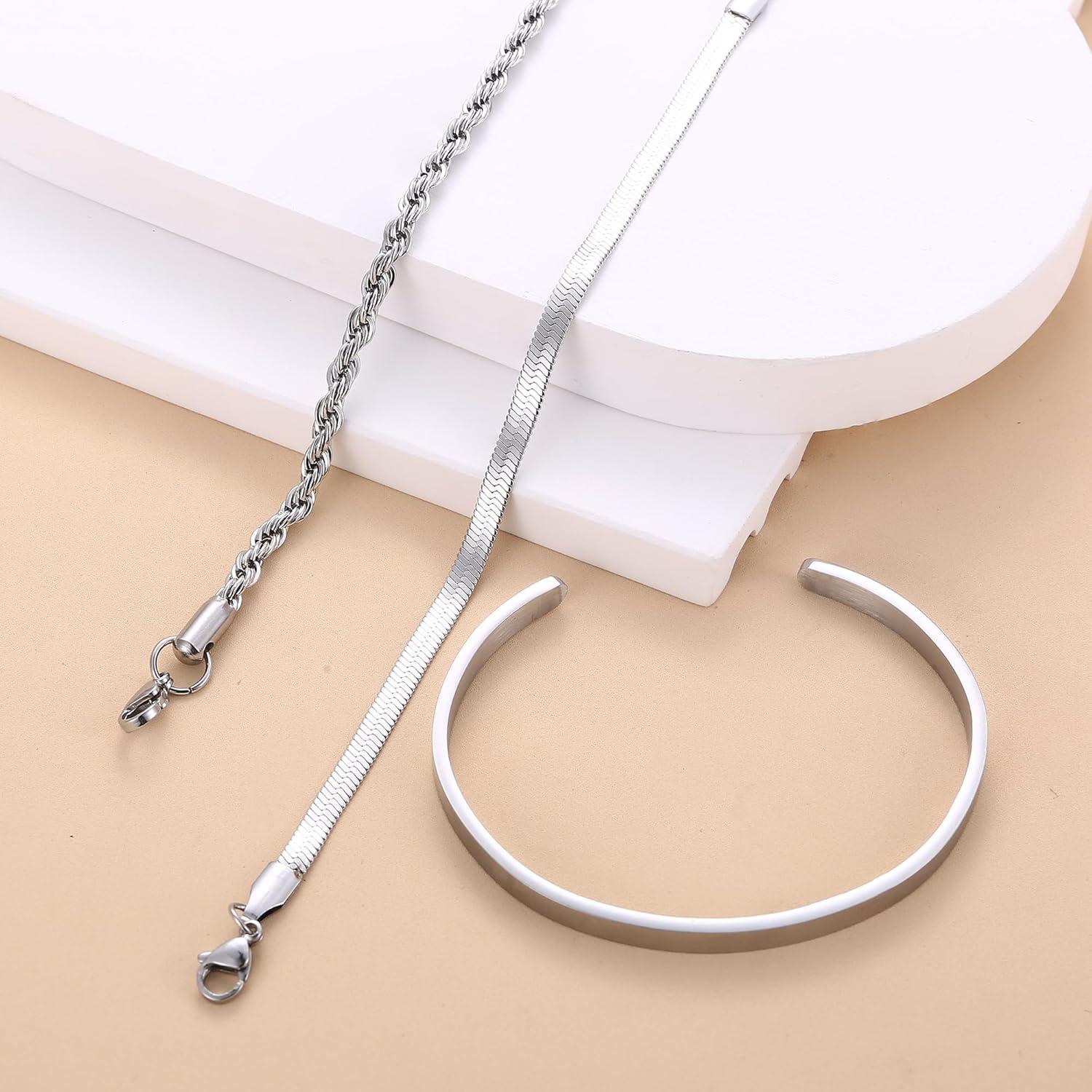 3-5 Stück Damen Armband Set Gold 14 Karat Vergoldet Edelstahl Perlen