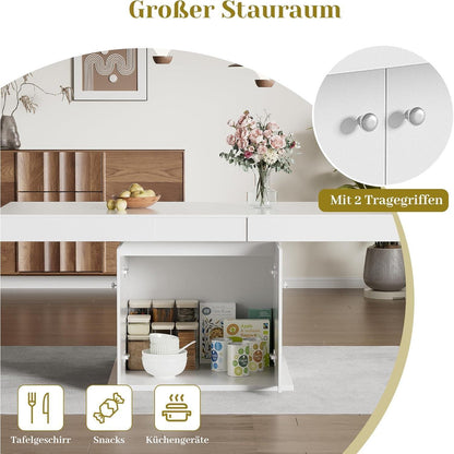 Ausziehbarer Esstisch Weiß 140/180 cm mit Ablage