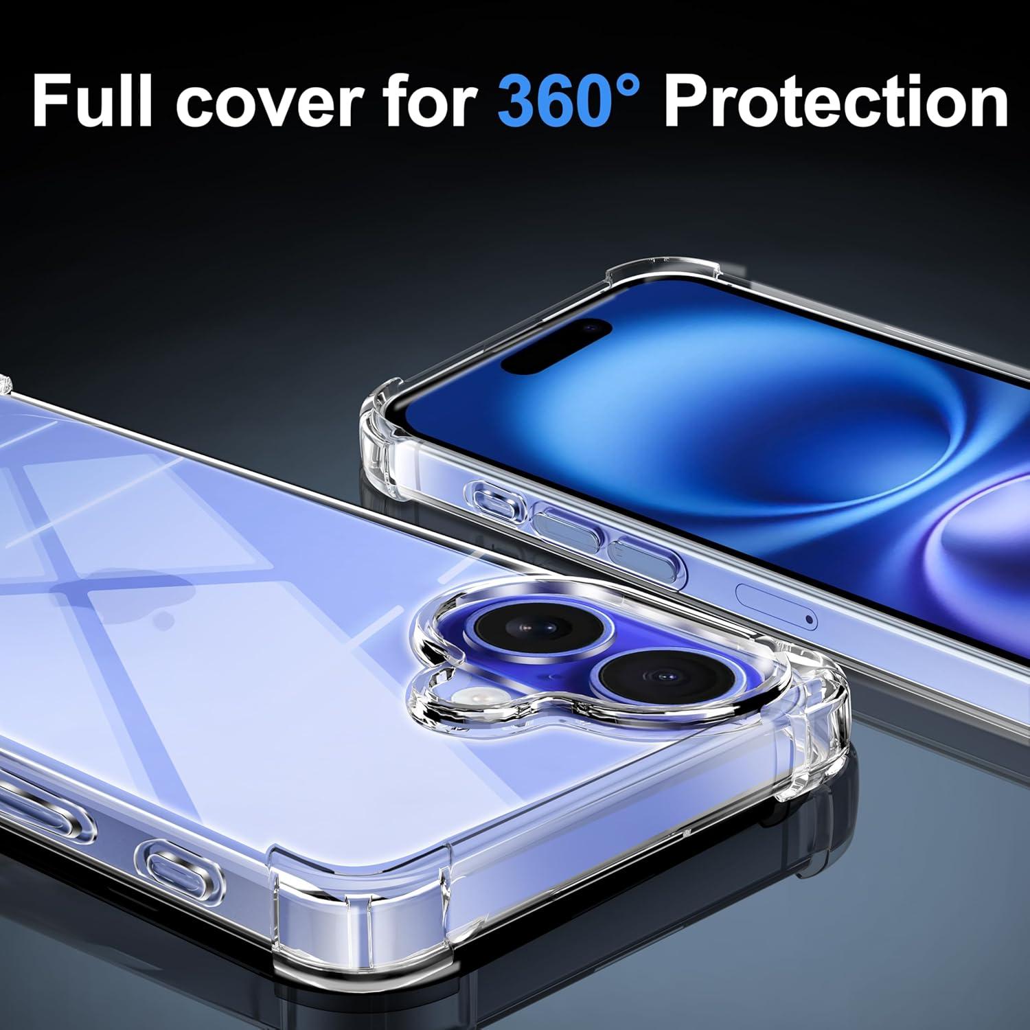 Transparente iPhone 16 Schutzhülle mit Kamera-Schutz und Luftkissen