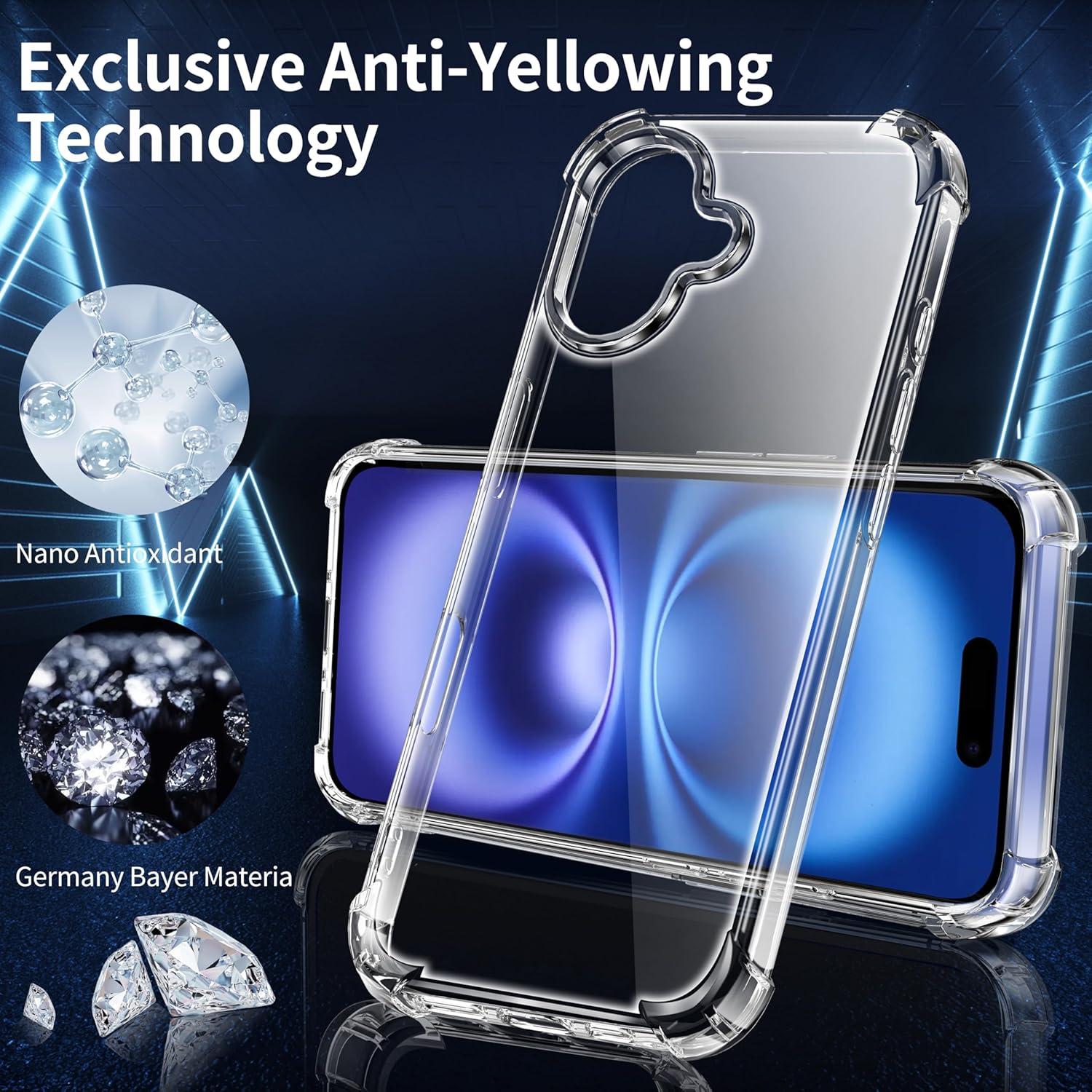 Schutzhülle für iPhone 16 transparent TPU Bumper Airbag-Kameraschutz