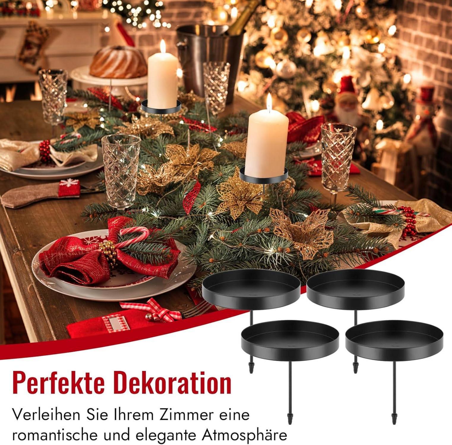 6er Set Kerzenhalter Schwarz Metall für Weihnachten Partydekoration