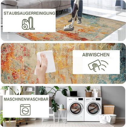 Bürostuhl Unterlage 90x150cm Hartbodenschutzmatte rutschfest Orange Blau