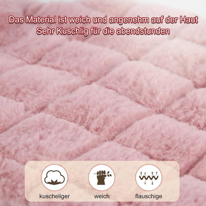 Wärmflasche 2L Naturkautschuk mit Fellbezug, Handwärmer, Pink