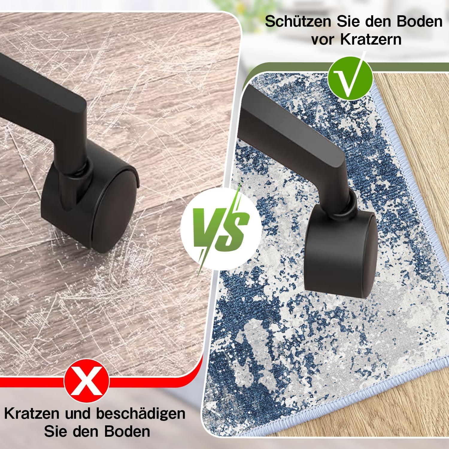Bodenschutzmatte Bürostuhlunterlage Kratzfest 90x150cm Blau Grau