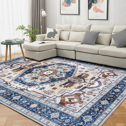 Großer Orientalischer Teppich 160x230cm Blau Vintage Design Super Soft