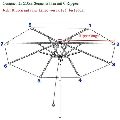 Sonnenschirm Ersatzbezug 250cm 6 Streben Beige UV Schutz