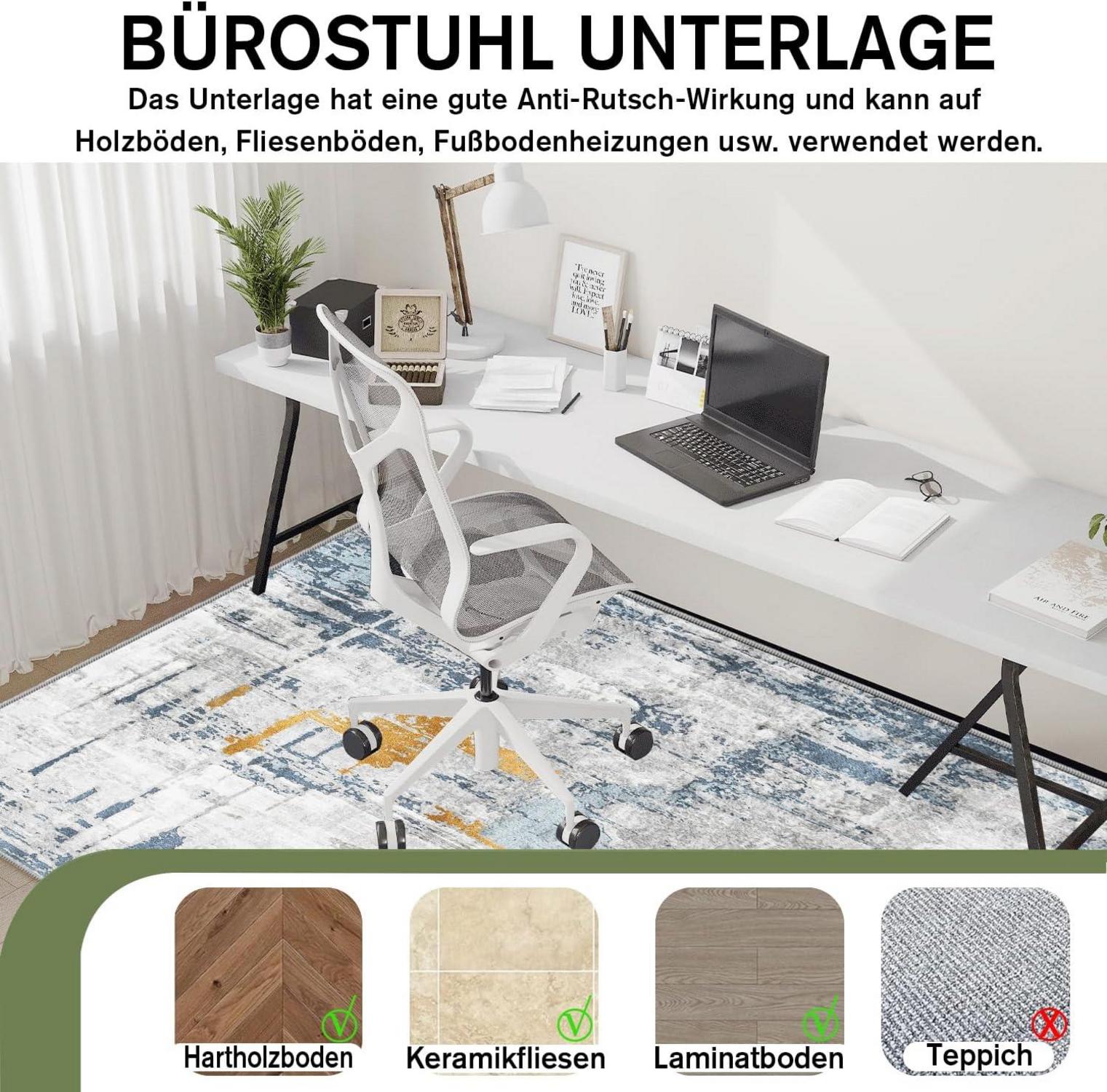 Bürostuhl Unterlage 90x150cm Hartboden Gaming Stuhlmatte Blau Gelb