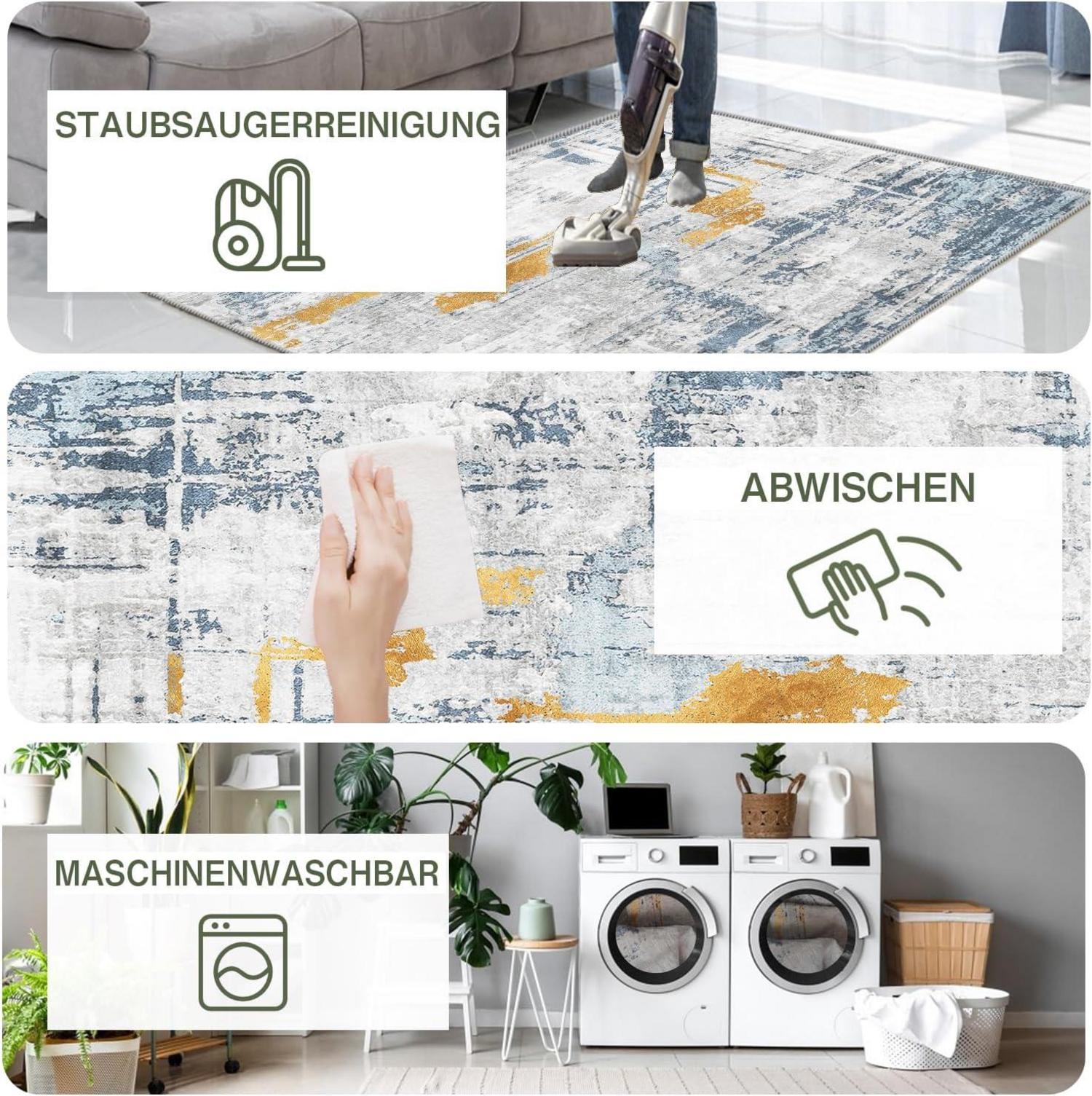 Bürostuhl Unterlage Hartboden 90x150cm Kratzfest Rutschfest Blau Gelb