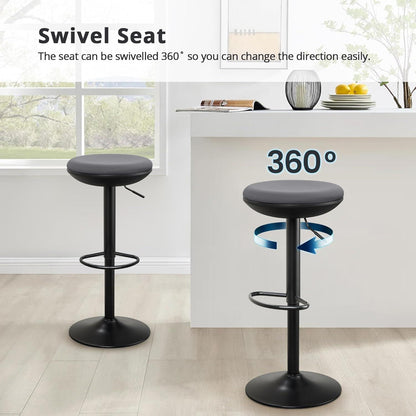 Barhocker 2er Set Höhenverstellbar Drehbar mit Rückenlehne Grau