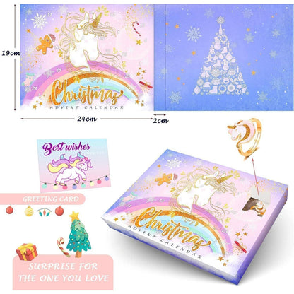 Adventskalender Mädchen 2024 Einhorn Schmuck 24 Tage