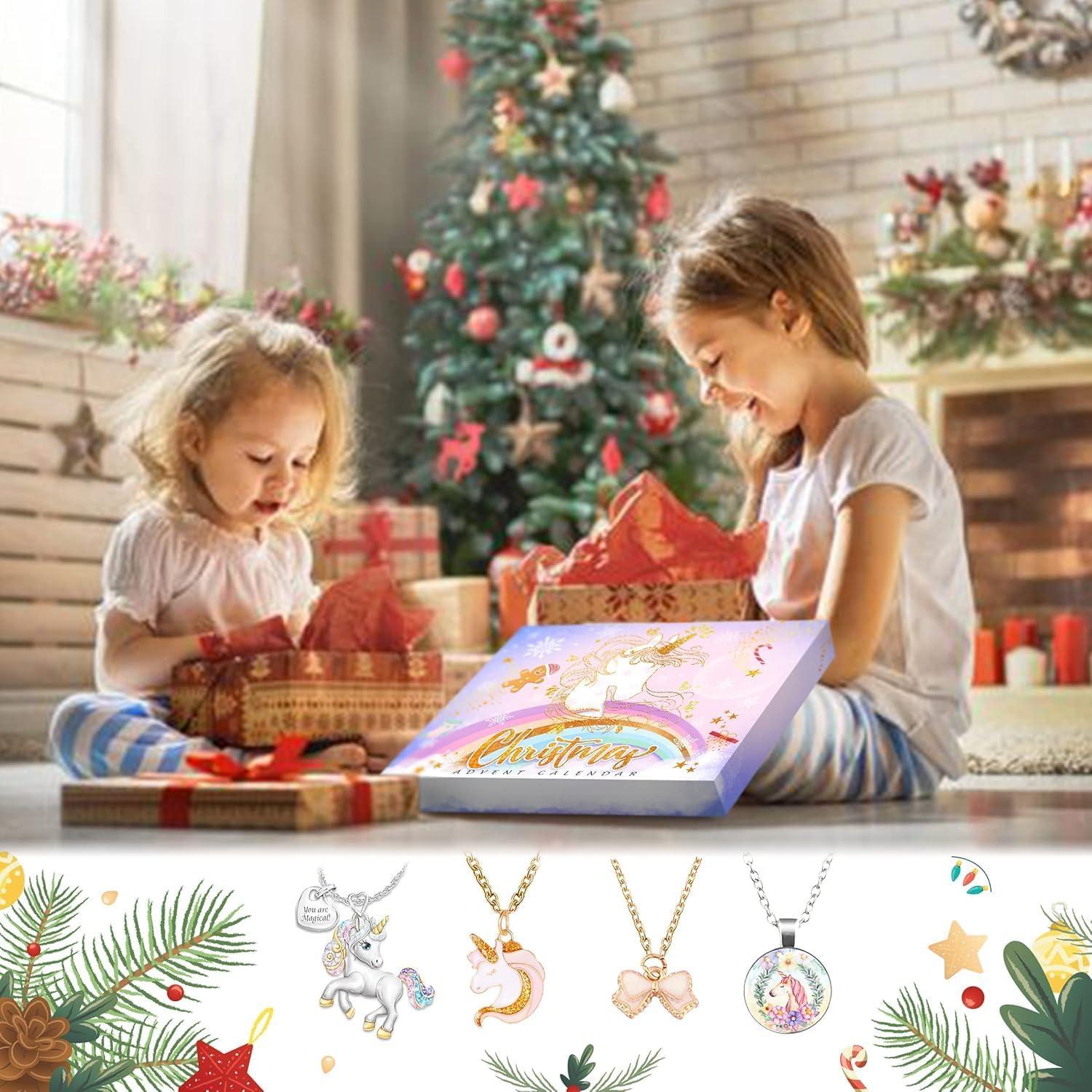 Adventskalender Mädchen 2024 Einhorn Schmuck Weihnachts Countdown