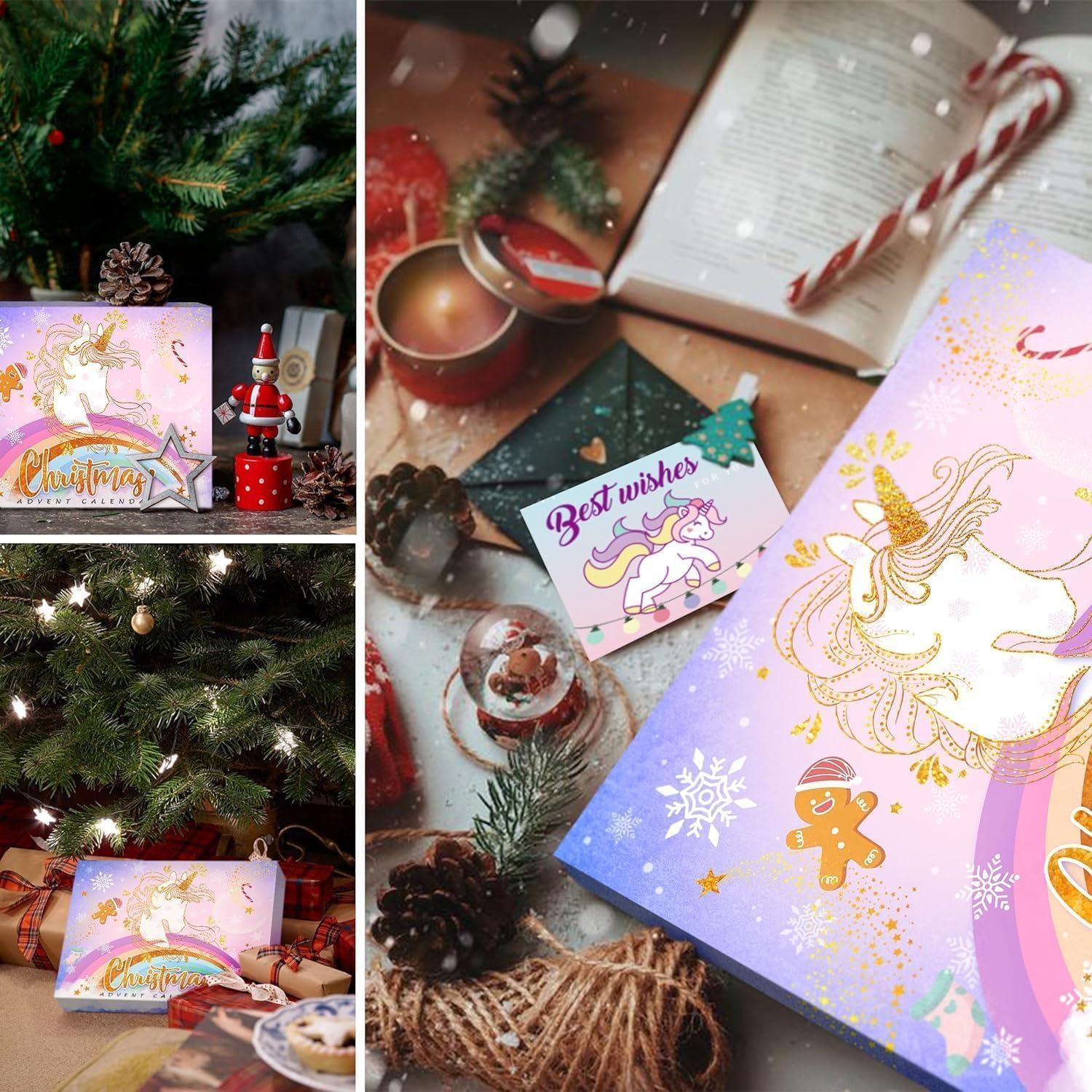 Adventskalender Mädchen 2024 Einhorn Schmuck Kinder Weihnachtskalender