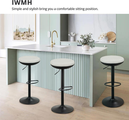 IWMH Barhocker 2er Set Weiß höhenverstellbar Küchenhocker mit Rückenlehne