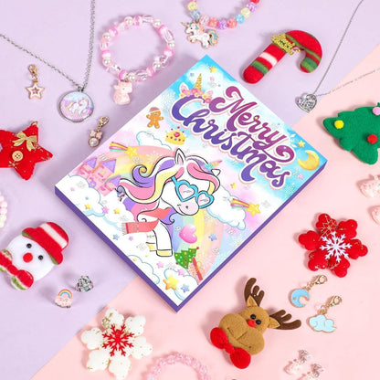 Adventskalender Mädchen 2024 Einhorn Schmuck 24 Tage