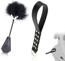 Leder Paddel Peitsche mit Federkitzler BDSM Spielzeug