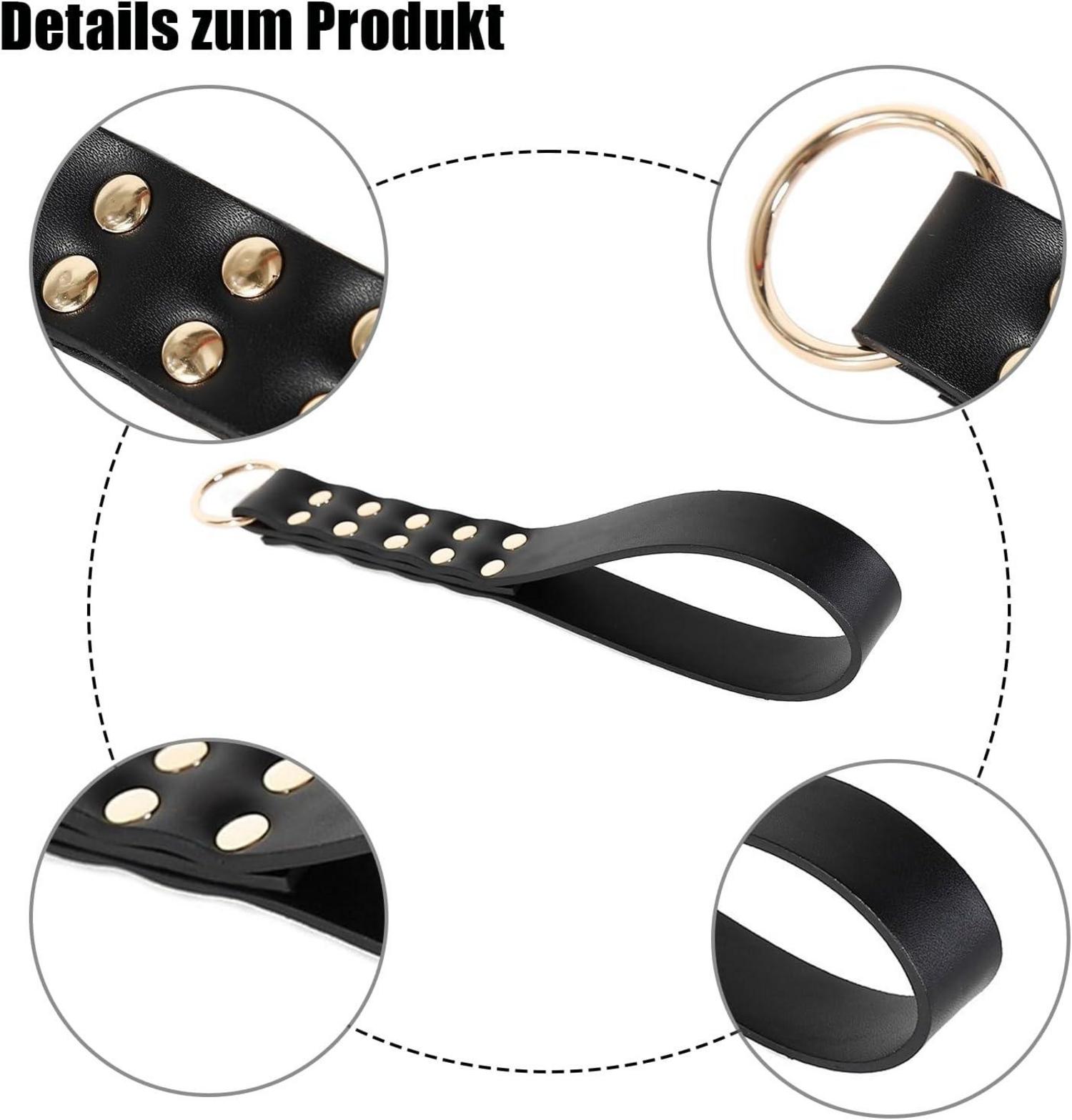 Leder Paddel Peitsche mit Federkitzler BDSM Spielzeug