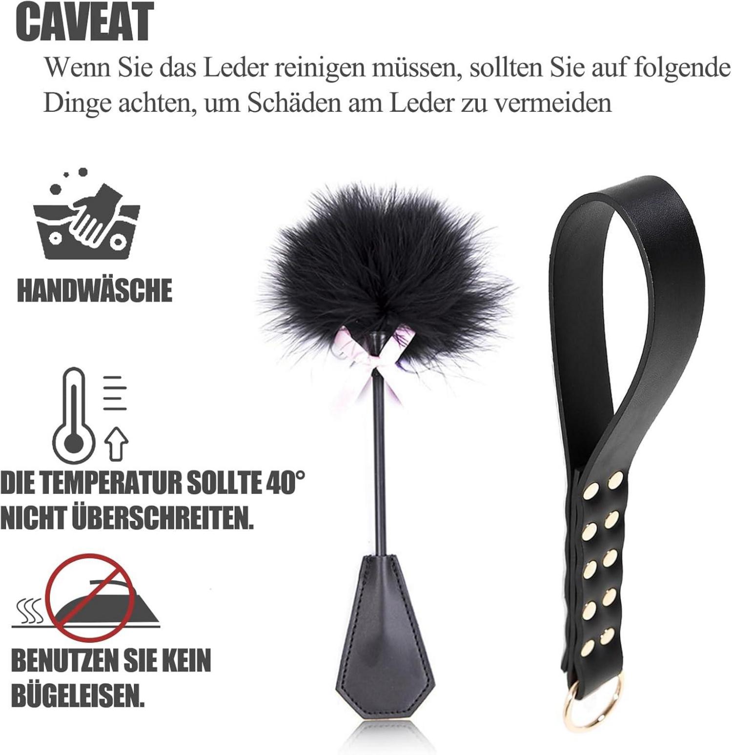 Leder Paddel BDSM Set Federkitzler Peitsche SM Sexspielzeug