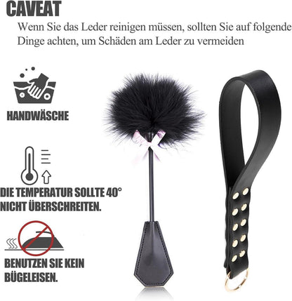 Leder Paddel BDSM Set Federkitzler Peitsche SM Sexspielzeug
