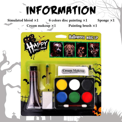 SFX Makeup Kit Halloween Schminke Set + Fake Blood 6 Farben Öl
