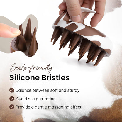 Kopfhaut Massagebürste Kuhmuster, Scalp Massager für Haarwachstum