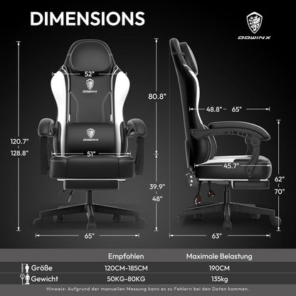 Ergonomischer Gaming Stuhl mit Lendenwirbelstütze, PU