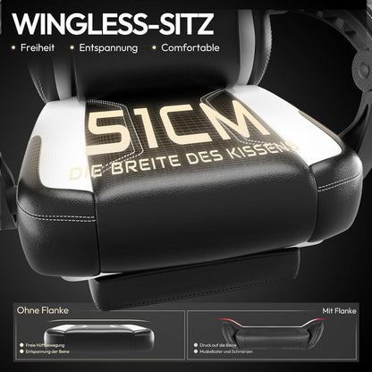 Ergonomischer Gaming Stuhl mit Lendenwirbelstütze PU Leder