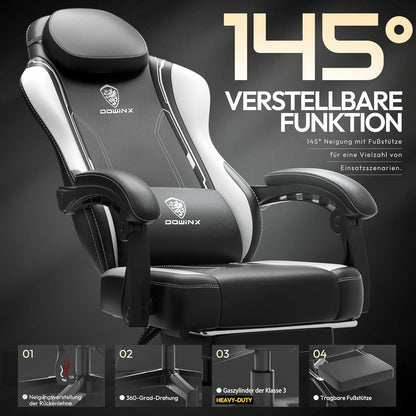 Ergonomischer Gaming Stuhl mit Lendenwirbelstütze PU Leder