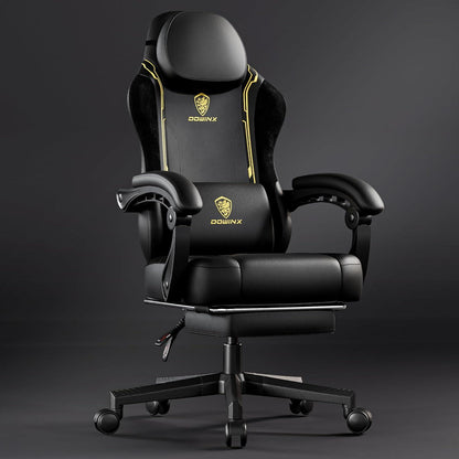 Ergonomischer Gaming Stuhl mit Lendenwirbelstütze und Fußstütze