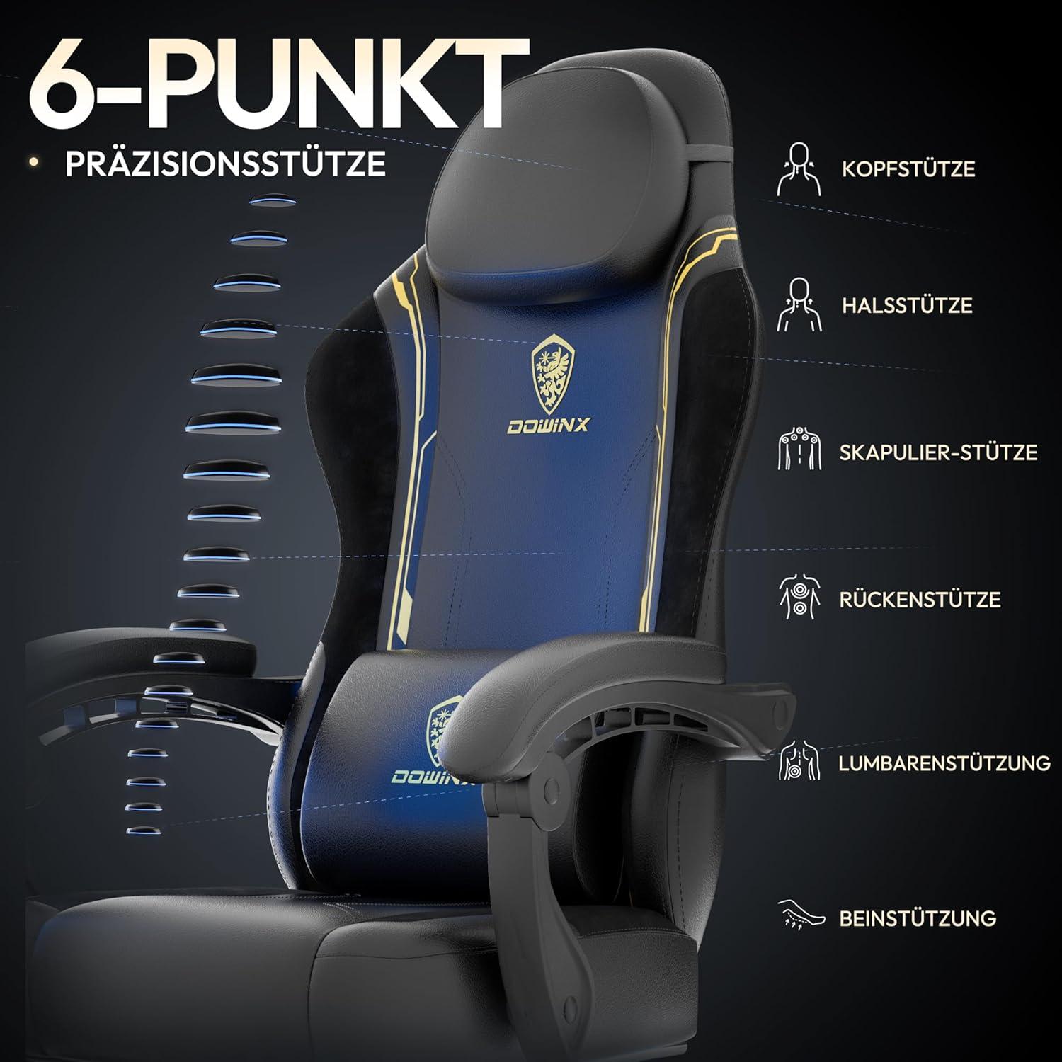 Gaming Stuhl Racing Gamer Stuhl mit Lendenwirbelstütze PU Leder Gelb