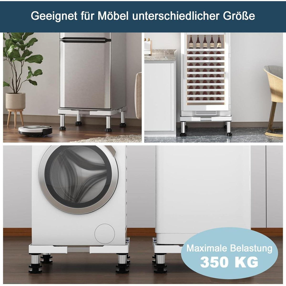 Verstellbares Waschmaschinen Podest – Höhe 13-17cm, 350kg