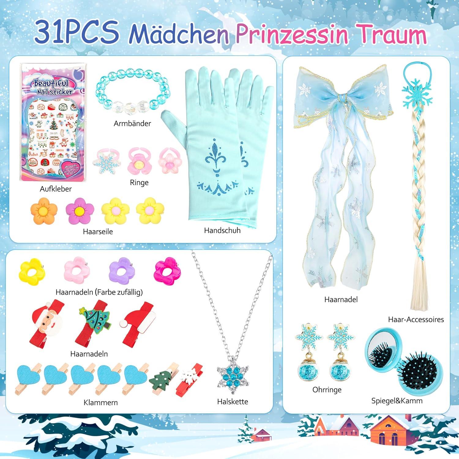 Adventskalender Mädchen 2024 Prinzessin Haar Accessoires