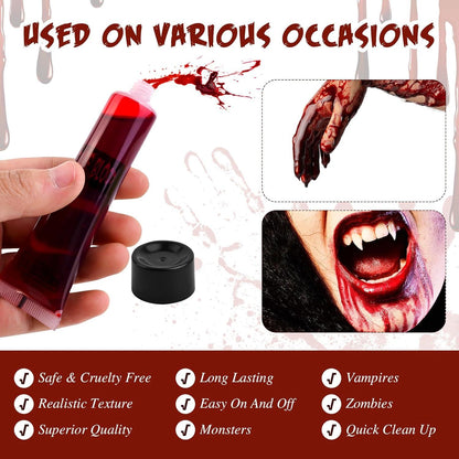 Halloween Schminke Set Weiß Grün Rot Gesichtsfarbe SFX Schminke Kit Kunstblut Karnevalssc​hminke