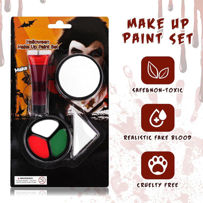 Halloween Schminke Set Weiß Grün Rot, SFX Makeup Kit mit Kunstblut