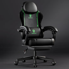 Ergonomischer Gaming Stuhl mit Lendenwirbelstütze und Fußstütze, Grün