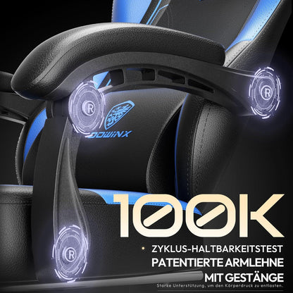 Dowinx Gaming Stuhl Racing Gamer PU Leder Blau 150KG