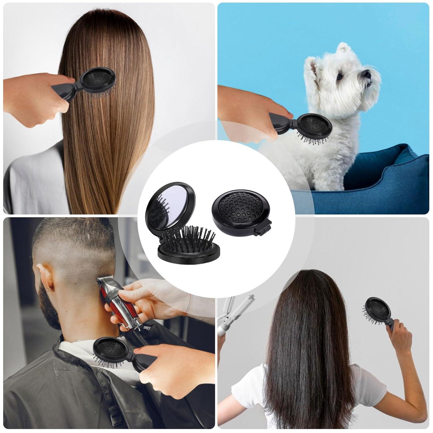 Faltbare Haarbürsten Spiegel 2 Stück Mini Runde Damen Tragbare Haarbürste