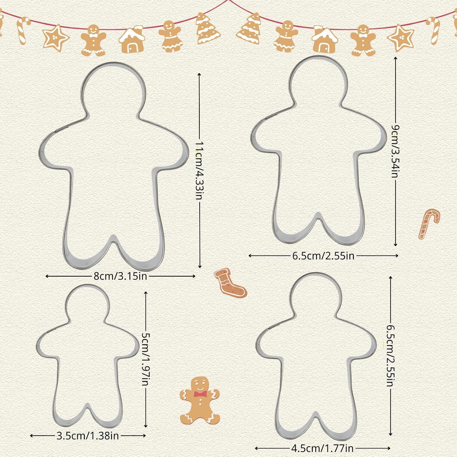 Lebkuchen-Ausstechformen-Set aus Edelstahl, 4 Größen