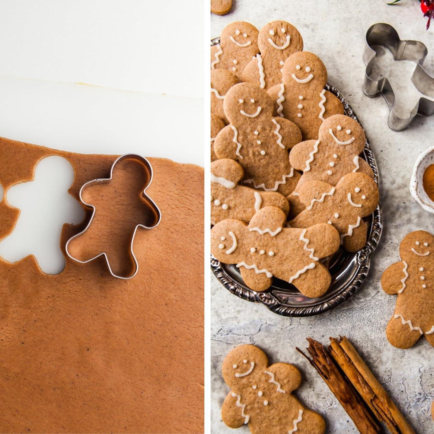 Lebkuchen-Ausstechformen-Set Edelstahl 4 Stück verschiedene Größen Lebkuchenmann Fondant Keksform Weihnachten