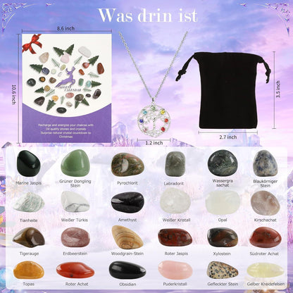 Edelstein Adventskalender 2024 Natürliche Heilkristalle für