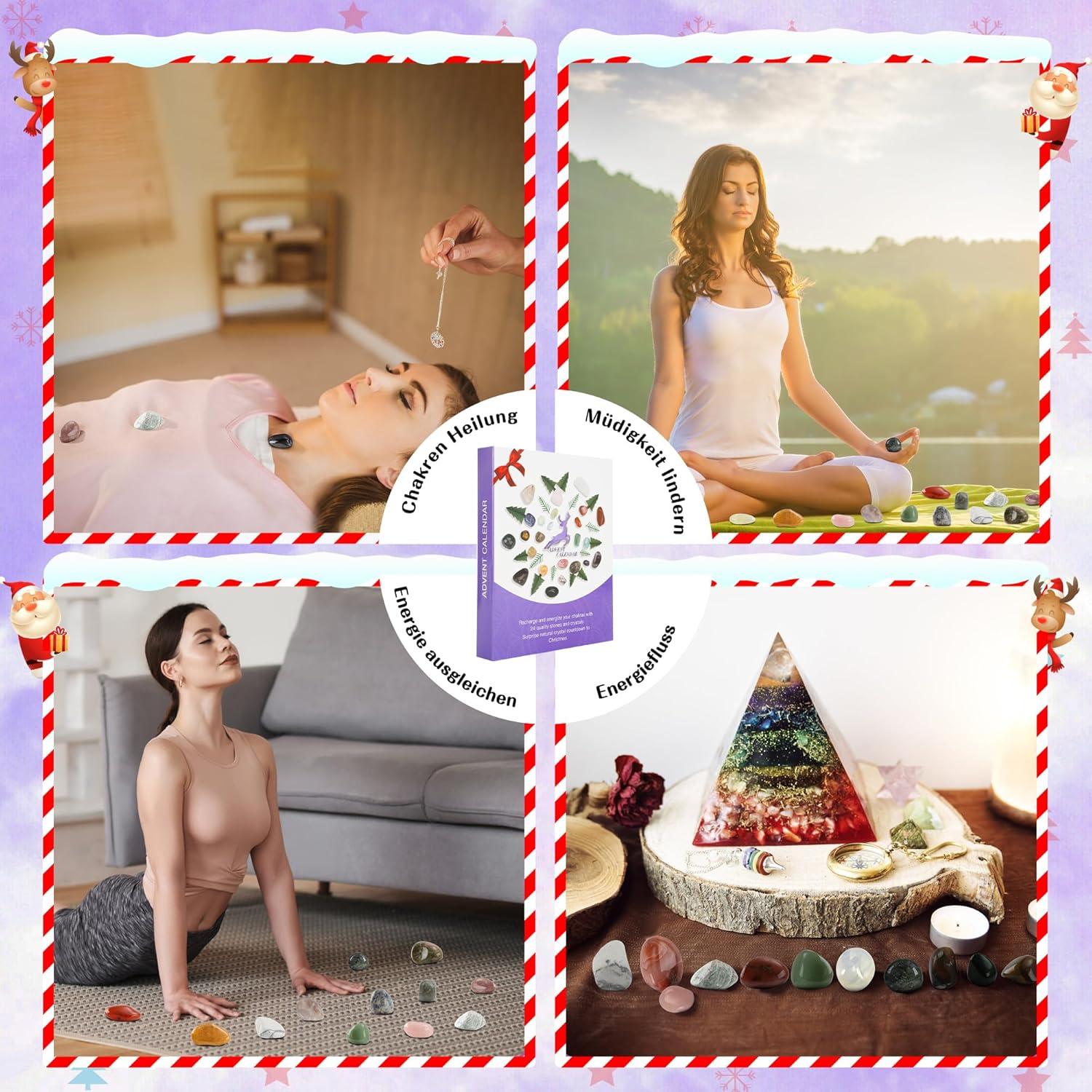 Edelstein Adventskalender 2024 Frauen 24PCS Heilkristalle Meditation Yoga