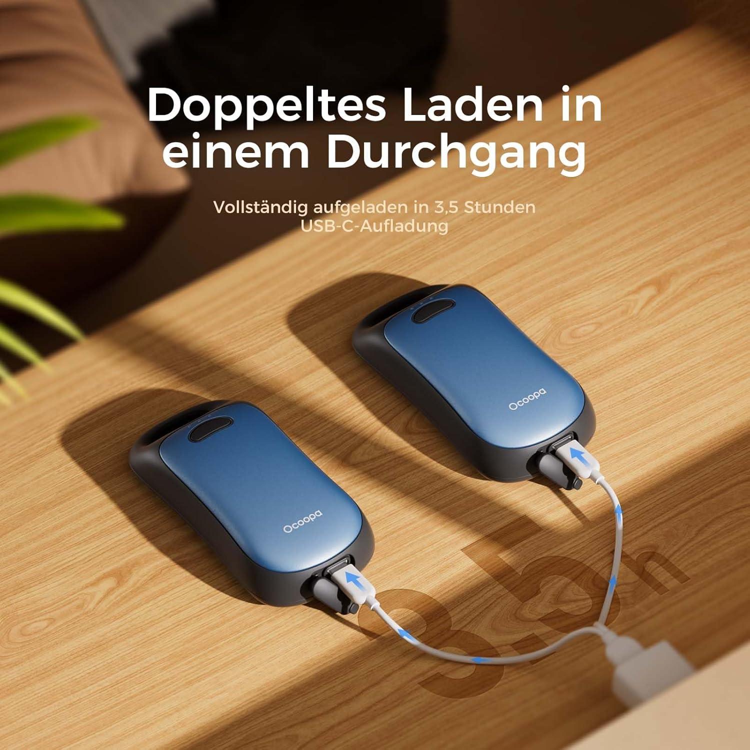 Wiederaufladbare Handwärmer 2er-Pack IP45 wasserfest Urban Marineblau