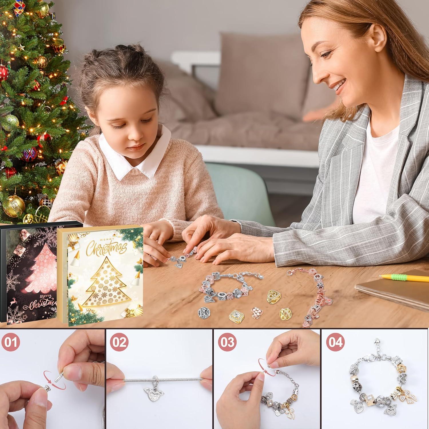 Adventskalender Mädchen Schmuck 2024 DIY Weihnachtskalender Glamour