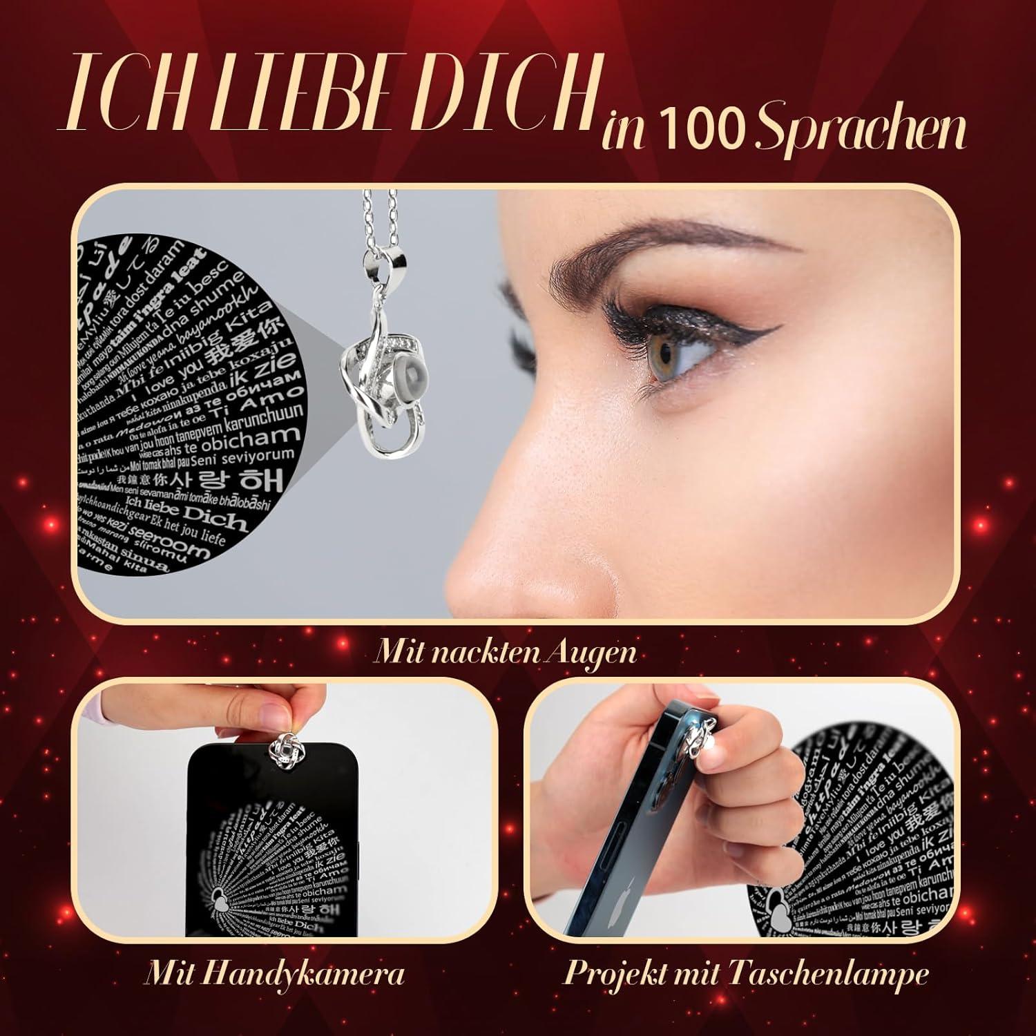 Ewige Rose Halskette Infinity Echte Rose Damen Geschenkbox 100 Sprachen