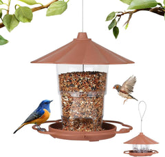 Vogelhaus mit Auffangschale und Ständer, wetterfest, hängend, Braun