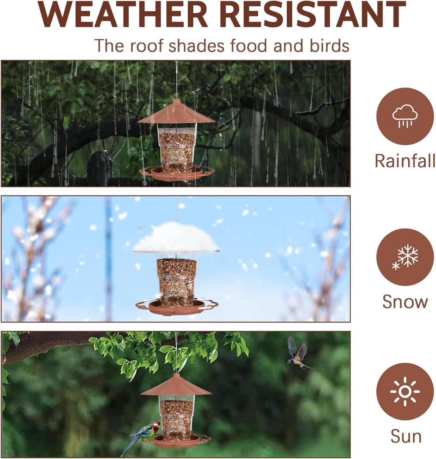 Klappbares Vogelhaus zum Aufhängen mit Ständer, Wetterfest, Braun