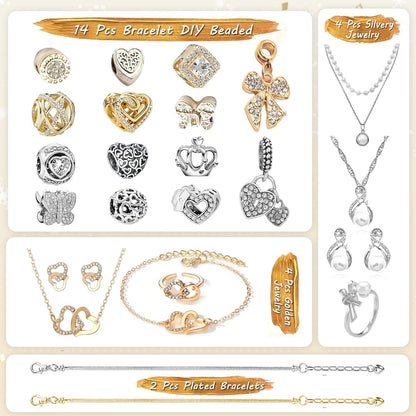 Adventskalender Mädchen Schmuck 2024 DIY Kit Weihnachts Geschenk