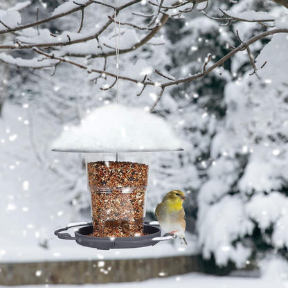 Vogelhaus mit Ständer und Auffangschale für Wildvögel Grau