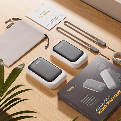 Handwärmer Wiederaufladbar 2er-Pack Elektrisch Taschenwärmer Heizstufen Weiß Schwarz