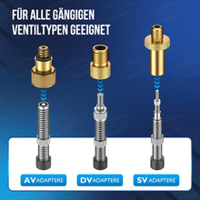 Fahrradventil Adapter Set mit Sortierbox und Kompressor