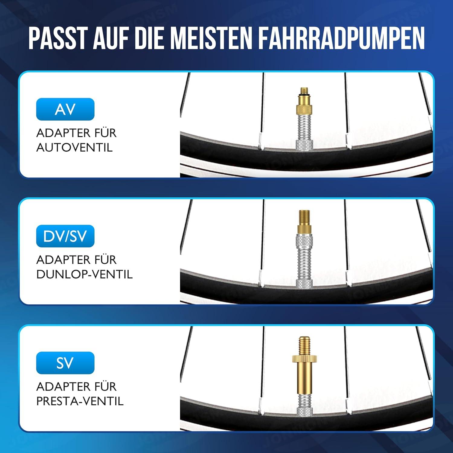 Fahrradventil Adapter Set mit Sortierbox und Ballnadel